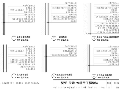 现代墙面节点 墙布壁纸节点 施工图