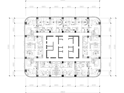 现代住宅楼建筑 公寓楼标准层平面 人才公寓 高层公寓平面图 类住宅标准层平面 施工图