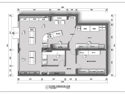 工装平面图 室内平面图 现代风烘焙店 施工图