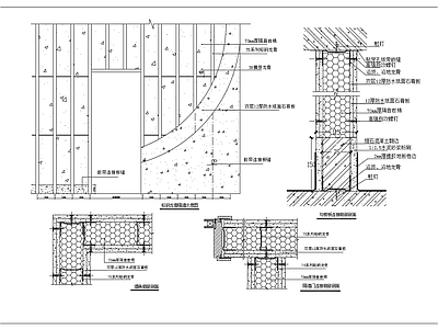 现代墙面节点 轻钢龙骨隔墙节点 施工图