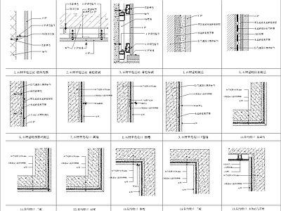 现代新中式其他节点详图 墙面石材细部结构 施工图