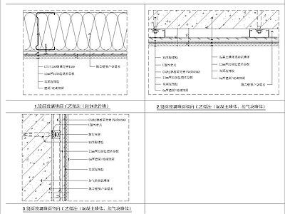 现代新中式其他节点详图 镜面玻璃墙面工艺 施工图