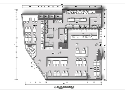 工装平面图 室内平面图 现代风复合餐厅 施工图