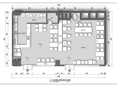 工装平面图 室内平面图 现代风奶茶店 施工图