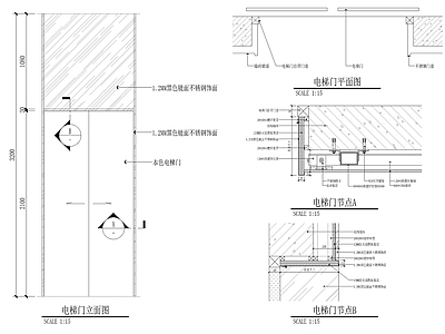 现代中式墙面节点 电梯厅套做法 施工图