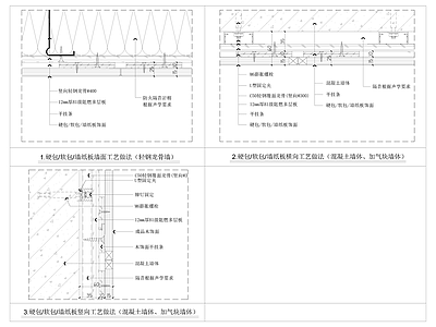 现代墙面节点 软硬包墙纸工艺 施工图