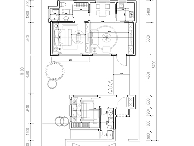 现代新中式别墅建筑 85㎡单层合院 别墅平面图 施工图