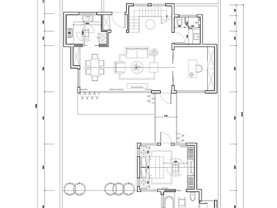 现代新中式别墅建筑 170㎡中式合院 别墅平面图 施工图