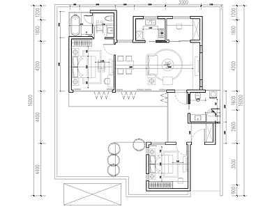 现代新中式别墅建筑 100㎡中式合院 别墅平面图 度假型别墅 施工图