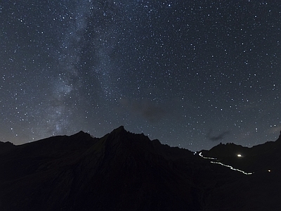 现代风景 夜景 天空 银河 星空