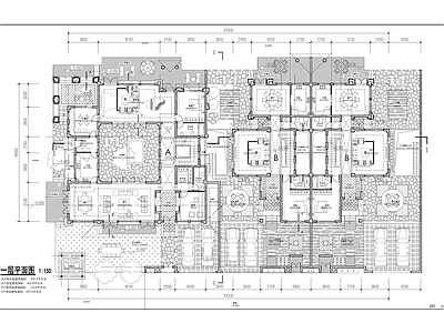 中式别墅建筑 双拼别墅 类独栋别墅 别墅平面图 施工图