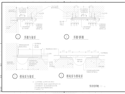 现代其他节点详图 室内变形缝做法详 顶棚与墙面变形 顶棚与顶 楼地面与墙面做法 施工图