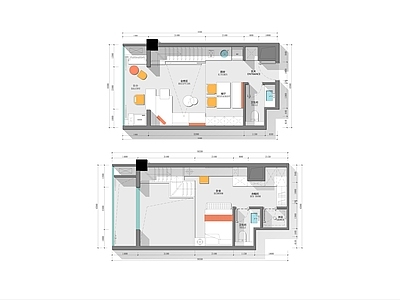 户型优化 小户型 复式 loft公寓 家装平面图 彩色平面图 施工图