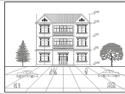 简约欧式别墅建筑 自建房 别墅 简欧 施工图