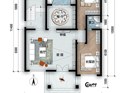 现代新中式别墅建筑 自建房 宅基地建房 农村自建房 自建别墅 120平米自建房 施工图