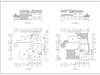 新中式中式古建 古建别墅建筑 施工图