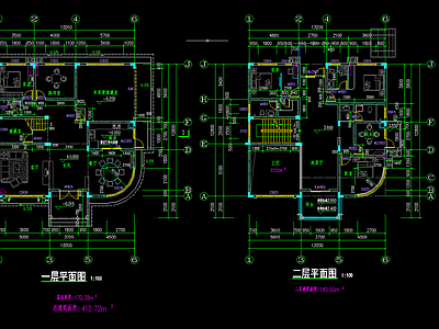 现代别墅建筑 别墅带车库 施工图