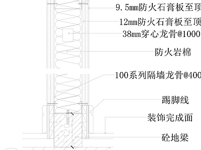 现代墙面节点 轻钢龙骨隔墙详图 施工图