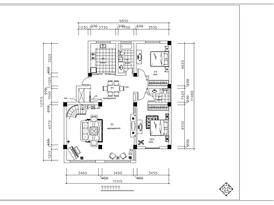 现代整体家装空间 一套复式楼装修图 施工图