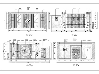 现代中餐厅 中式餐包立面设计 施工图