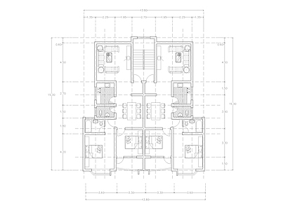 现代公寓 建筑平面户型图纸 loft公寓 复式公寓 单身公寓 施工图