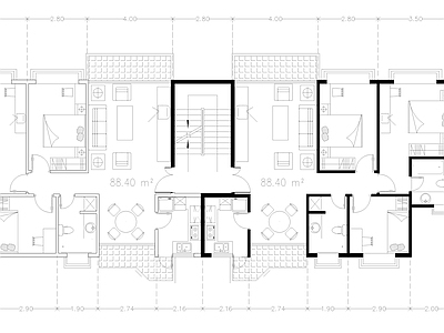 现代公寓 建筑平面户型图纸 loft公寓 单身公寓 复式公寓 施工图