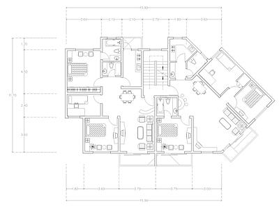 现代公寓 建筑平面户型图纸 loft公寓 单身公寓 复式公寓 施工图