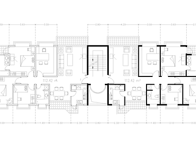 现代公寓 建筑平面户型图纸 复式公寓 单身公寓 loft公寓 施工图