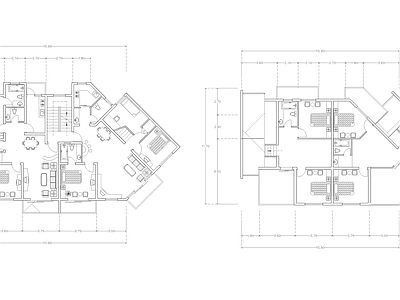 现代公寓 建筑平面户型图纸 loft公寓 单身公寓 复式公寓 施工图