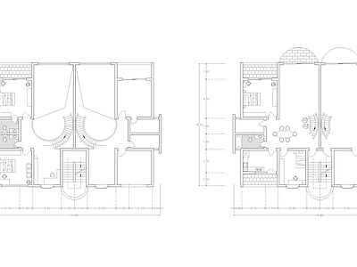 现代公寓 建筑平面户型图纸 loft公寓 单身公寓 复式公寓 施工图