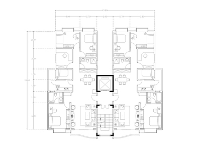 现代公寓 建筑平面户型图纸 loft公寓 单身公寓 复式公寓 施工图