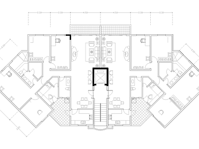 现代公寓 建筑平面户型图纸 loft公寓 单身公寓 复式公寓 施工图