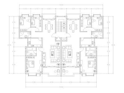 现代公寓 建筑平面户型图纸 loft公寓 单身公寓 复式公寓 施工图