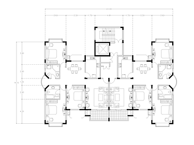 现代公寓 建筑平面户型图纸 loft公寓 单身公寓 复式公寓 施工图