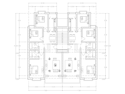 现代公寓 建筑平面户型图纸 loft公寓 单身公寓 复式公寓 施工图