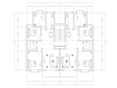 现代公寓 建筑平面户型图纸 loft公寓 单身公寓 复式公寓 施工图