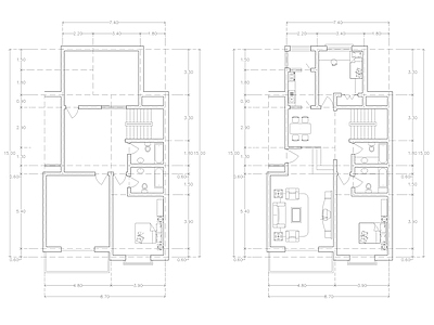 现代公寓 建筑平面户型图纸 loft公寓 单身公寓 复式公寓 施工图