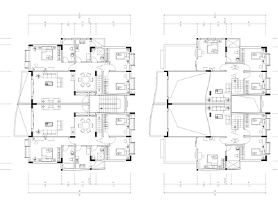 现代公寓 建筑平面户型图纸 loft公寓 单身公寓 复式公寓 施工图