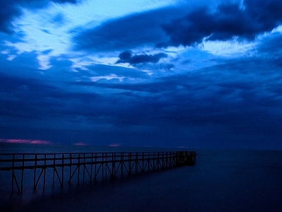 美式风景 夜景 小桥