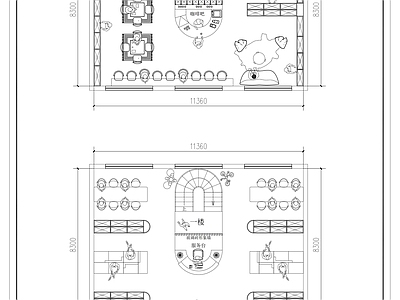 现代简约图书馆 现代 休闲 书吧 施工图