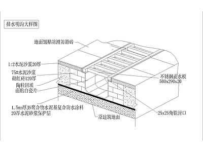 现代墙面节点 家装节点 室内排水沟 施工图