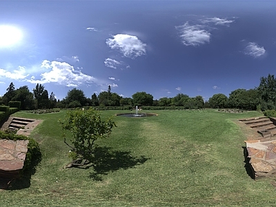 现代北欧户外HDR 公园别墅外景 蓝天白云天空 晴朗天空