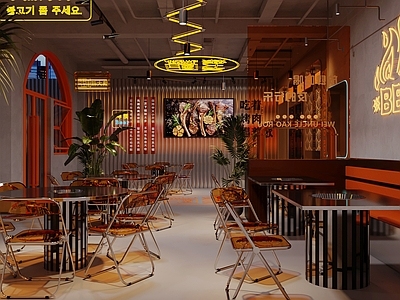 现代工业烧烤店 火锅烤肉店鸡煲店 茶餐厅快餐厅 餐厅餐桌椅组合 餐厅霓虹灯发光灯 餐厅冰箱冰柜酒柜