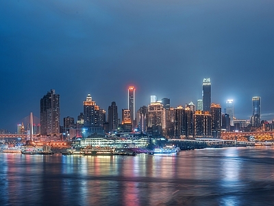 现代城市外景 夜晚城市 海滩城市夜景