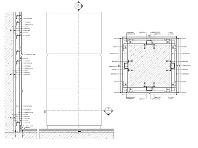 现代墙面节点 干挂墙砖包柱做法 施工图