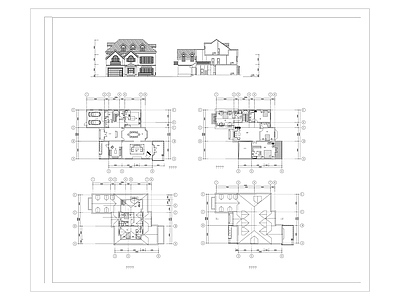 美式别墅建筑 别墅 自建房 施工图