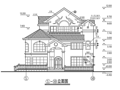 欧式别墅建筑 二层半别墅 全套 施工图