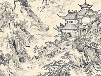 新中式中式壁纸 国画山水壁纸