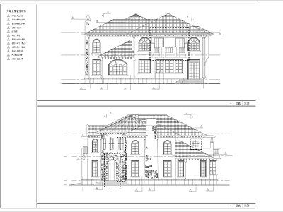 美式欧式别墅建筑 双层别墅 施工图