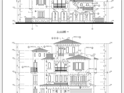 欧式北欧别墅建筑 四层欧式别墅 施工图